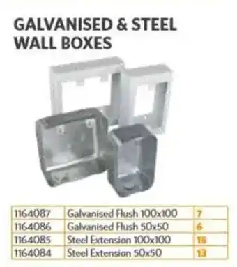 BUCO Galvanised & steel wall boxes offer