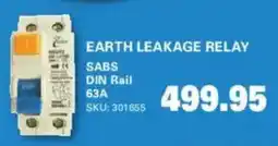 Cashbuild Earth leakage relay sabs din rail 63A offer