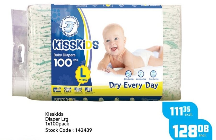 Kisskids Diaper Large 100Pack offer at Africa Cash and Carry