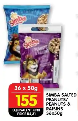 Shoprite Simba salted peanuts/ peanuts & raisins offer