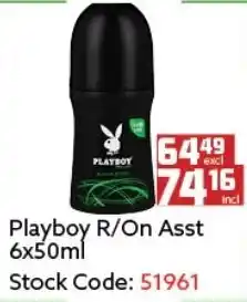 Africa Cash and Carry Playboy R/On Asst 6x50ml offer