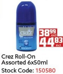 Africa Cash and Carry Crez Roll-On Assorted 6x50ml offer