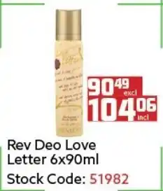 Africa Cash and Carry Rev Deo Love Letter 6x90ml offer