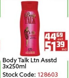 Africa Cash and Carry Body Talk Ltn Asstd 3x250ml offer