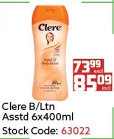 Africa Cash and Carry Clere B/Ltn Asstd 6x400ml offer