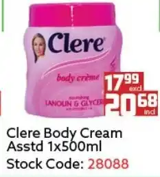 Africa Cash and Carry Clere Body Creme Asstd 500ml offer