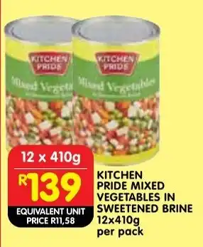 Shoprite Kitchen pride mixed vegetables in sweetened brine offer