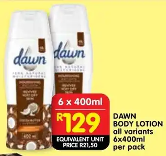 Shoprite Dawn body lotion offer