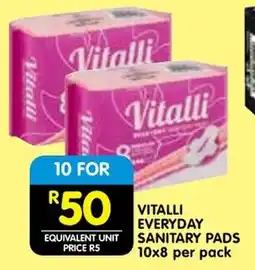 Shoprite Vitalli everyday sanitary pads offer