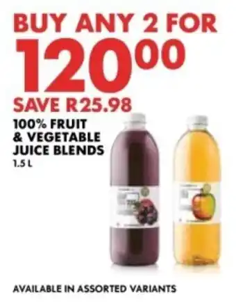 Woolworths 100% fruit & vegetable juice blends offer