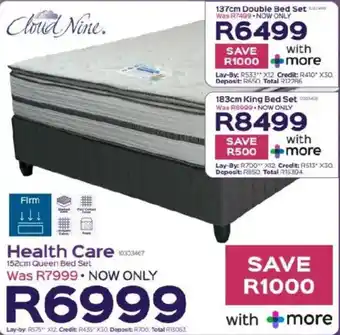 Sleepmasters Cloud Nine Health Care 152cm Queen Bed Set offer