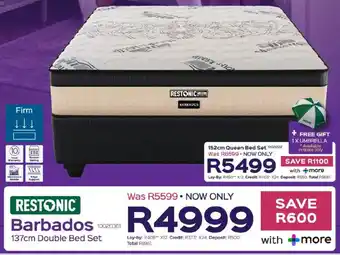 Sleepmasters Restonic Barbados 137cm Double Bed Set offer
