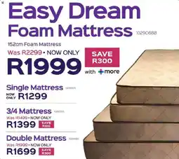 Sleepmasters Sleepmasters Easy Dream 152cm Foam Mattress offer