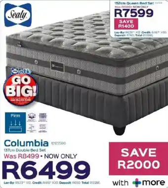 Sleepmasters Sealy Columbia 137cm Double Bed Set offer