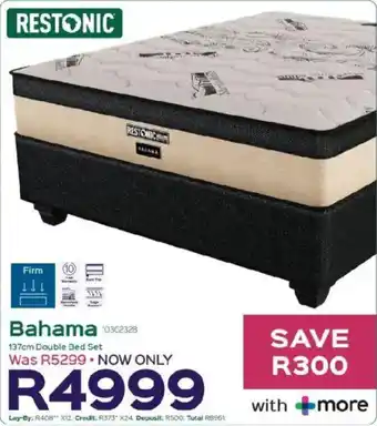 Sleepmasters Restonic Bahama 137cm Double Bed Set offer
