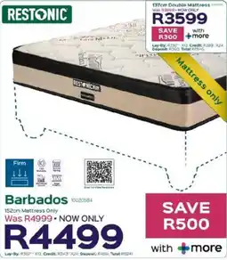 Sleepmasters Restonic Barbados 152cm Mattress offer