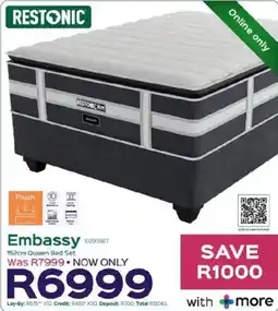 Sleepmasters Restonic Embassy 152cm Queen Bed Set offer