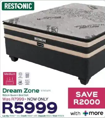 Sleepmasters Restonic Dream Zone 152cm Queen Bed Set offer