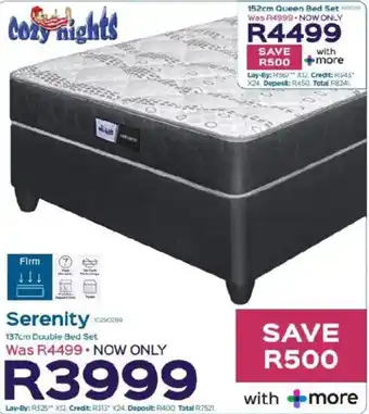 Sleepmasters Cozy Nights Serenity 137cm Double Bed Set offer
