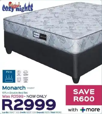 Sleepmasters Cozy Nights Monarch 137cm Double Bed Set offer