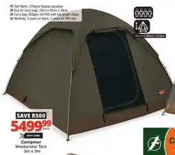 Checkers Campmor Weekender Tent offer