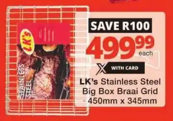 Checkers LK's Stainless Steel Big Box Braai Grid offer