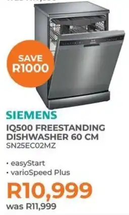 Kloppers Siemens iq500 freestanding dishwasher offer