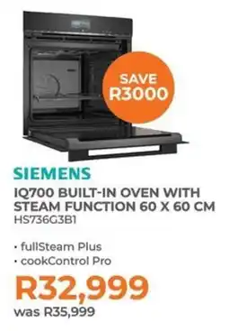 Kloppers Siemens iq700 built-in oven with steam function offer