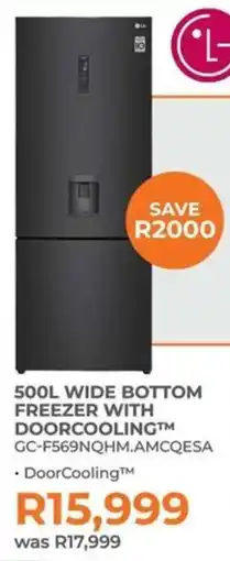 Kloppers LG wide bottom freezer with doorcooling offer