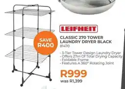 Kloppers Leifheit classic 270 tower laundry dryer black offer