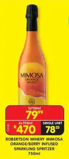 Shoprite Liquor Robertson winery mimosa orange/ berry infused sparkling spritzer offer