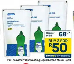 Pick n Pay Hypermarket PnP no name Dishwashing Liquid Lemon 750ml Refill offer