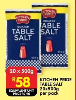 Shoprite KITCHEN PRIDE TABLE SALT 20x500g offer
