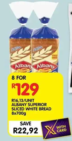 Shoprite ALBANY SUPERIOR SLICED WHITE BREAD 8x700g offer