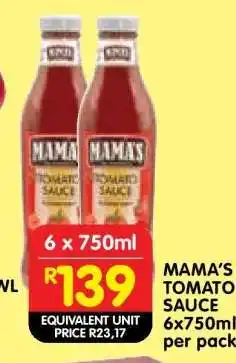 Shoprite MAMA'S TOMATO SAUCE 6x750ml offer