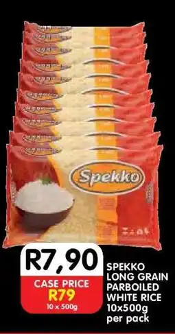 Shoprite SPEKKO LONG GRAIN PARBOILED WHITE RICE 10x500g per pack offer