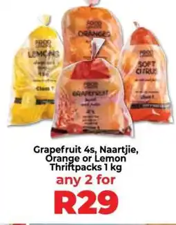 Food Lover's Market Grapefruit 4s, Naartjie, Orange or Lemon Thriftpacks 1 kg offer