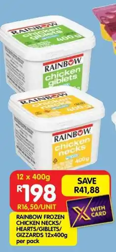 Shoprite RAINBOW FROZEN CHICKEN NECKS/HEARTS/GIBLETS/GIZZARDS 12x400g offer