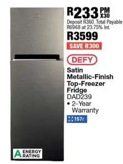 OK Furniture Satin Metallic-Finish Top-Freezer Fridge offer