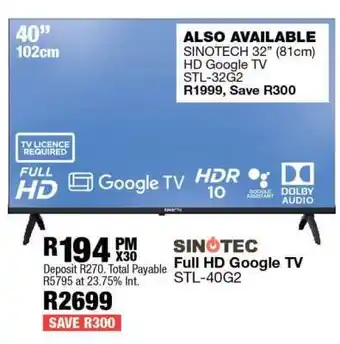 OK Furniture SINOTEC Full HD Google TV STL-40G2 offer