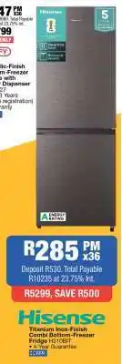 OK Furniture Hisense Titanium Inox-Finish Combi Bottom-Freezer Fridge H310BIT offer