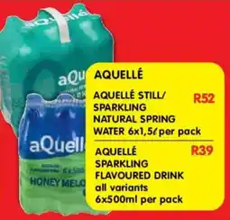 Shoprite Aquelle still/ sparkling natural spring water offer