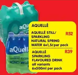 Shoprite Aquellé sparkling flavoured drink offer