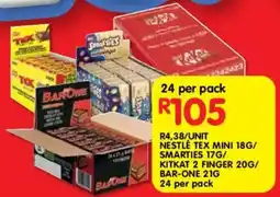 Shoprite Nestle tex mini/ smarties/ kitkat 2 finger/ bar-one offer