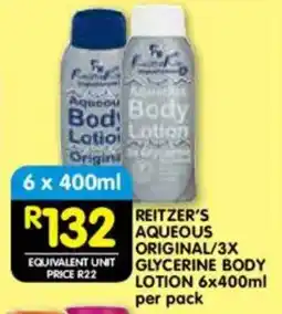 Shoprite Reitzer's aqueous original/ glycerine body lotion offer
