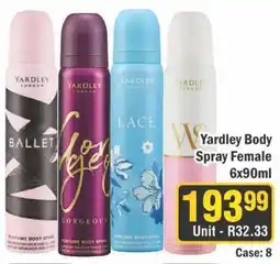 J&E Cash and Carry Yardley Body Spray Female offer