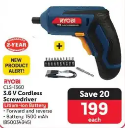 Makro Ryobi 3.6 V Cordless Screwdriver offer