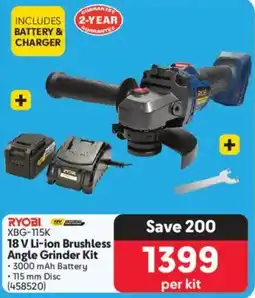 Makro Ryobi 18 V Li-ion Brushless Angle Grinder Kit offer