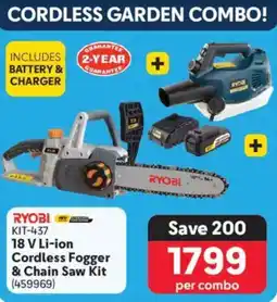 Makro Ryobi 18 V Li-ion Cordless Fogger & Chain Saw Kit offer