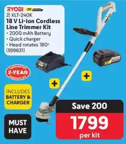 Makro Ryobi 18 V Li-ion Cordless Line Trimmer Kit offer